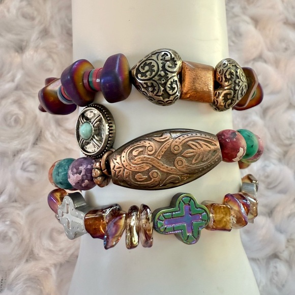 Bohemian Multi-Color Beaded Bracelet Set - Picture 2 of 5